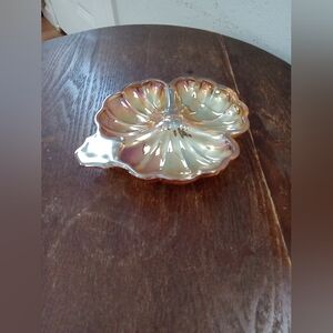 Vintage carnival glass marigold three leaf clover candy/nut/trinket Dish
